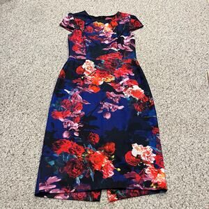 Betsey Johnson Cap Sleeve Floral Sheath Dress Sz 4 Femine Dark Romantic